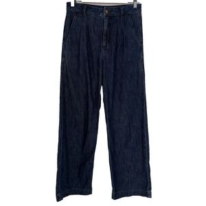 J Crew Womens Wide Leg Jeans 26 Blue Dark Wash Stretch Pleated Front‎ Preppy